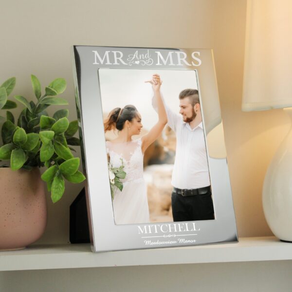 Personalised Mr & Mrs 5x7 Silver Photo Frame: 2 - Photo Frames By Gift Moments