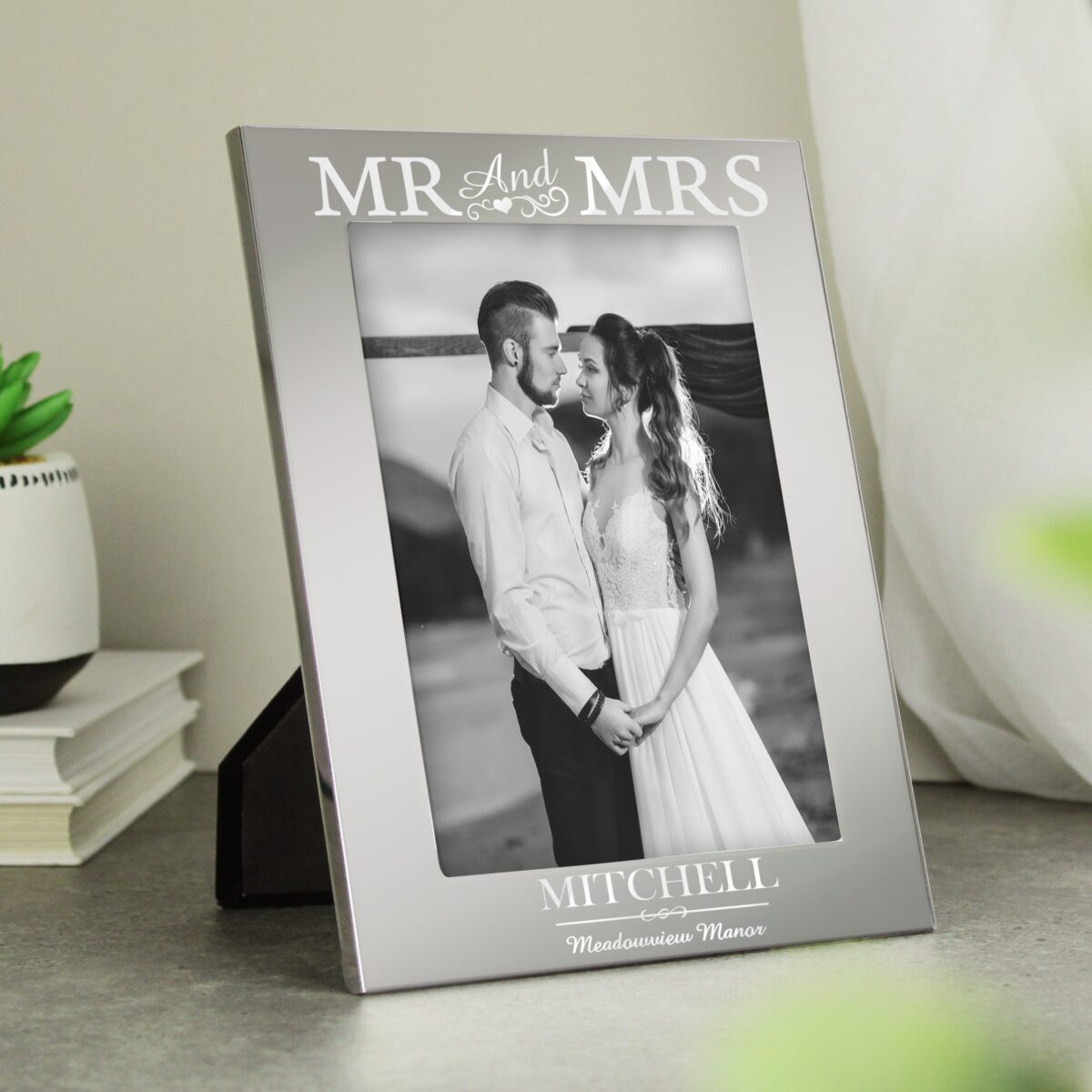 Personalised Mr & Mrs 5x7 Silver Photo Frame: 3 - Photo Frames By Gift Moments