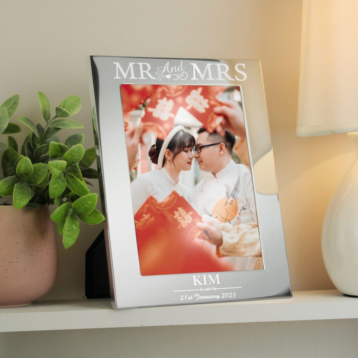 Personalised Mr & Mrs 5x7 Silver Photo Frame: 5 - Photo Frames By Gift Moments