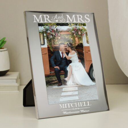 Personalised Mr & Mrs 5x7 Silver Photo Frame: 1 - Photo Frames By Gift Moments