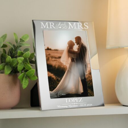 Personalised Mr & Mrs 5x7 Silver Photo Frame: 4 - Photo Frames By Gift Moments