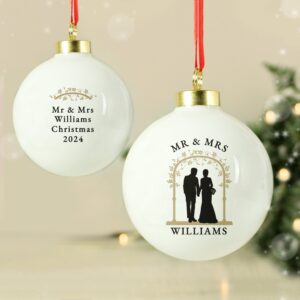 Personalised Mr & Mrs Bauble: 3 - Christmas Baubles By Gift Moments