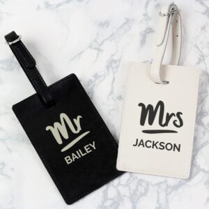 Personalised Mr & Mrs Black & Cream Luggage Tag Set: 1 - Luggage Tags By Gift Moments
