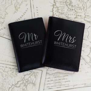 Personalised Mr & Mrs Black Passport Holders: 1 - Passport Holders By Gift Moments