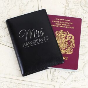 Personalised Mr & Mrs Black Passport Holders: 3 - Passport Holders By Gift Moments