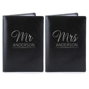 Personalised Mr & Mrs Black Passport Holders: 5 - Passport Holders By Gift Moments