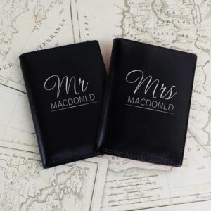 Personalised Mr & Mrs Black Passport Holders: 4 - Passport Holders By Gift Moments