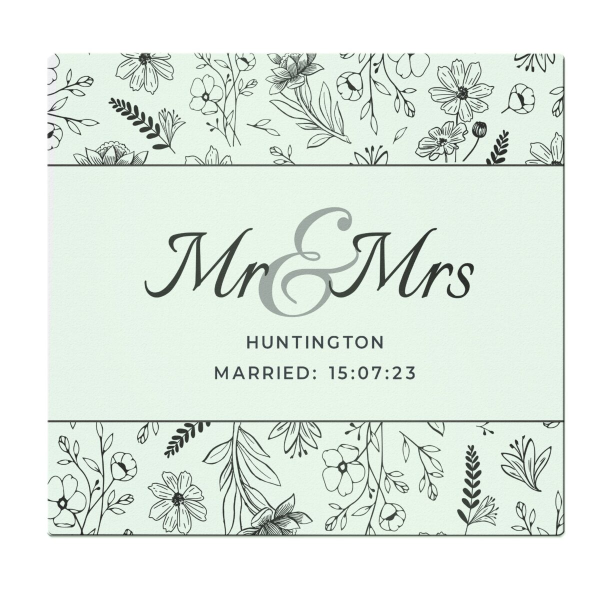 Personalised Mr & Mrs Botanical Glass Chopping Board/Worktop Saver: 4 - Chopping Boards By Gift Moments