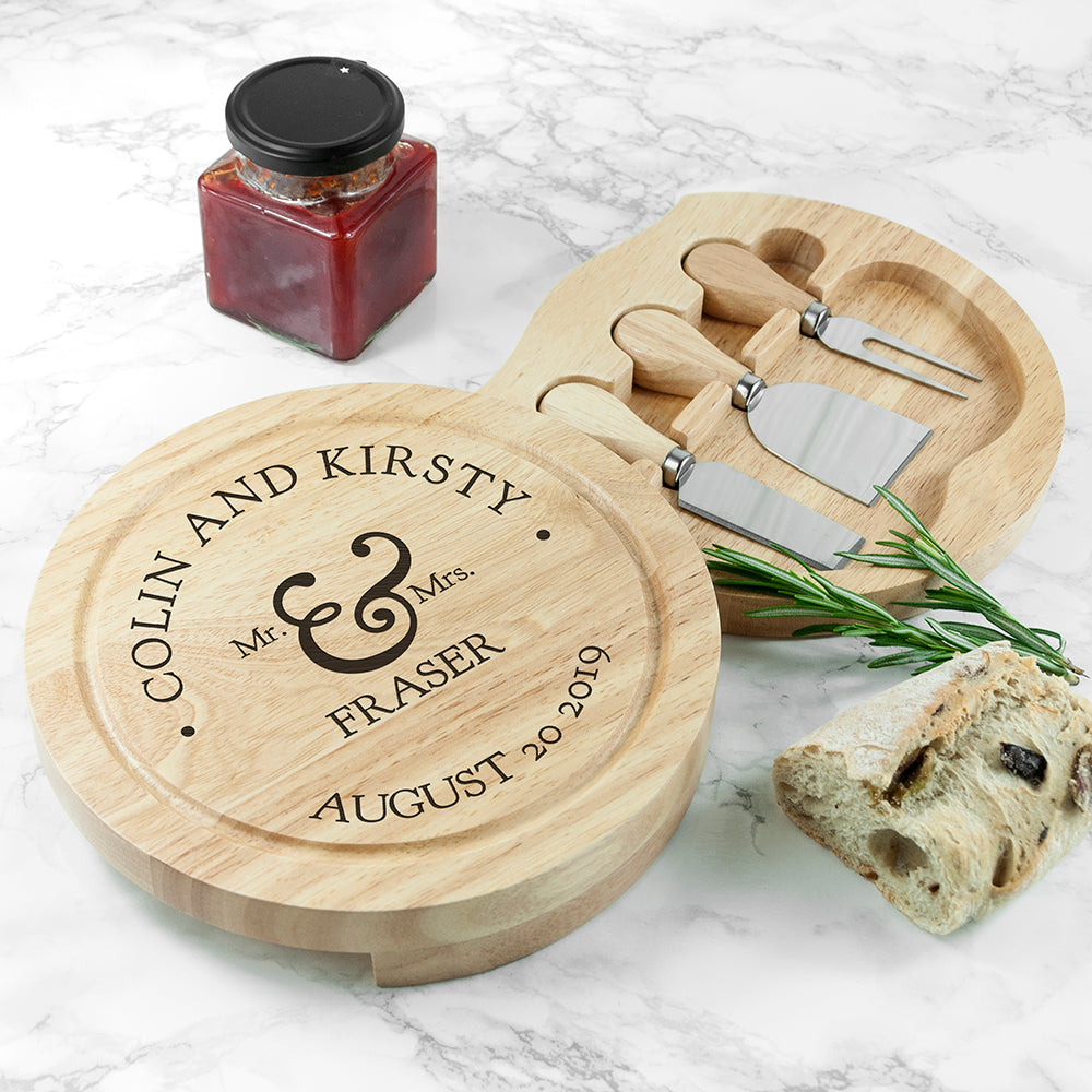 Personalised Mr & Mrs Classic Cheese Board Set: 1 - Cheese Boards By Gift Moments