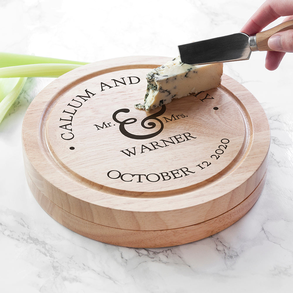 Personalised Mr & Mrs Classic Cheese Board Set: 7 - Cheese Boards By Gift Moments