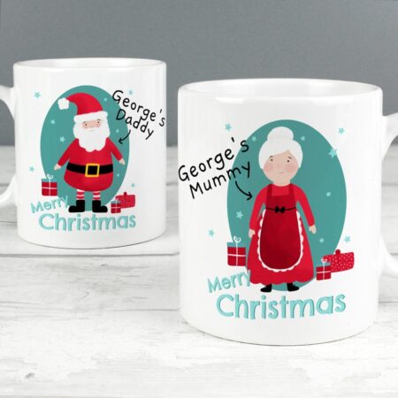 Personalised mr mrs claus mug set
