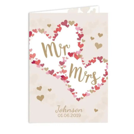 Personalised Mr & Mrs Confetti Hearts Wedding Card: 4 - Greeting Cards By Gift Moments