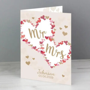 Personalised Mr & Mrs Confetti Hearts Wedding Card: 2 - Greeting Cards By Gift Moments