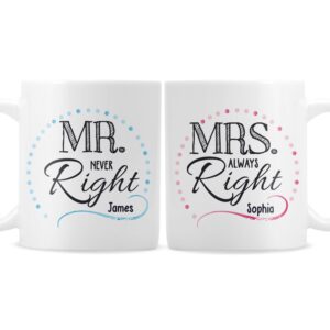 Personalised Mr & Mrs Couples Mug Set: 3 - Mugs By Gift Moments
