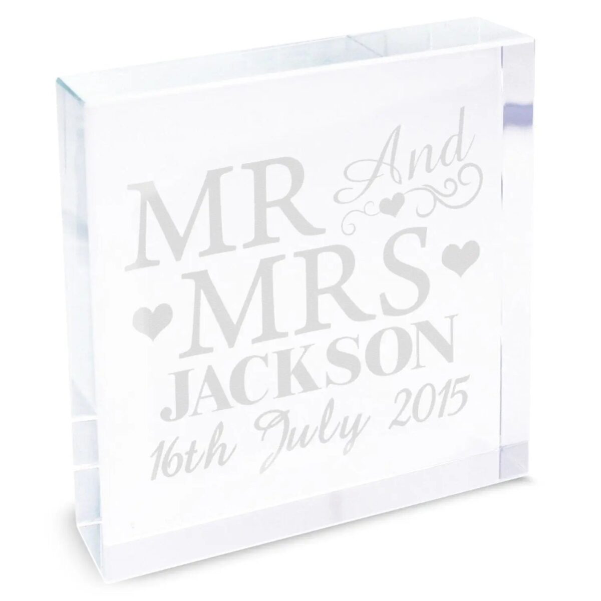 Personalised Mr & Mrs Crystal Token: 2 - Crystal Tokens By Gift Moments