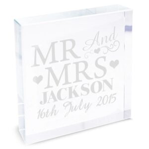 Personalised Mr & Mrs Crystal Token: 2 - Crystal Tokens By Gift Moments