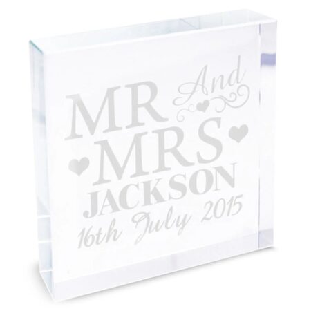 Personalised Mr & Mrs Crystal Token: 2 - Crystal Tokens By Gift Moments