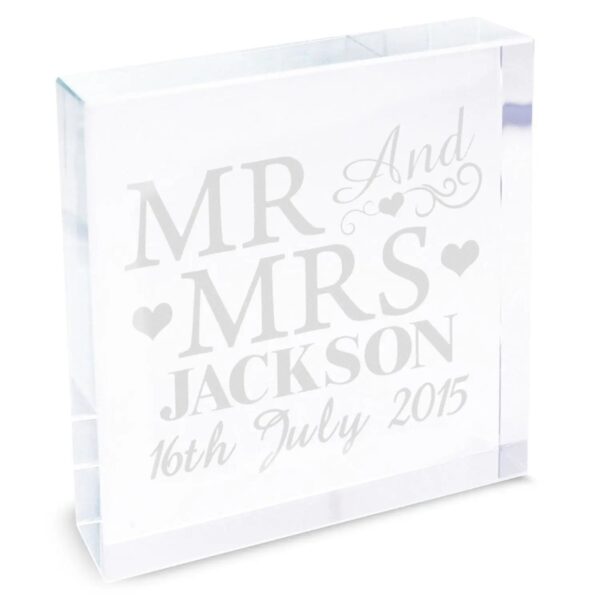 Personalised Mr & Mrs Crystal Token: 2 - Crystal Tokens By Gift Moments