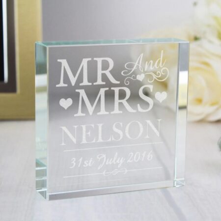 Personalised Mr & Mrs Crystal Token: 1 - Crystal Tokens By Gift Moments