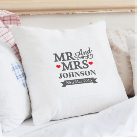Personalised Mr & Mrs Cushion: 1 - Cushions By Gift Moments