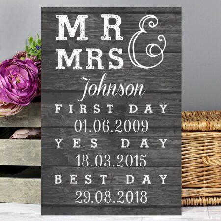 Personalised mr mrs first day yes best metal sign