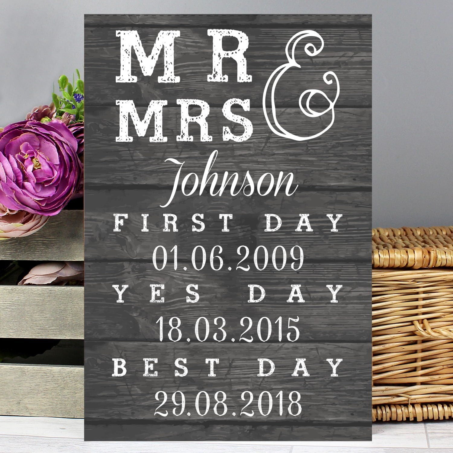 Personalised mr mrs first day yes best metal sign