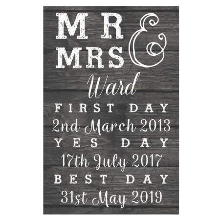 Personalised mr mrs first day yes best metal sign