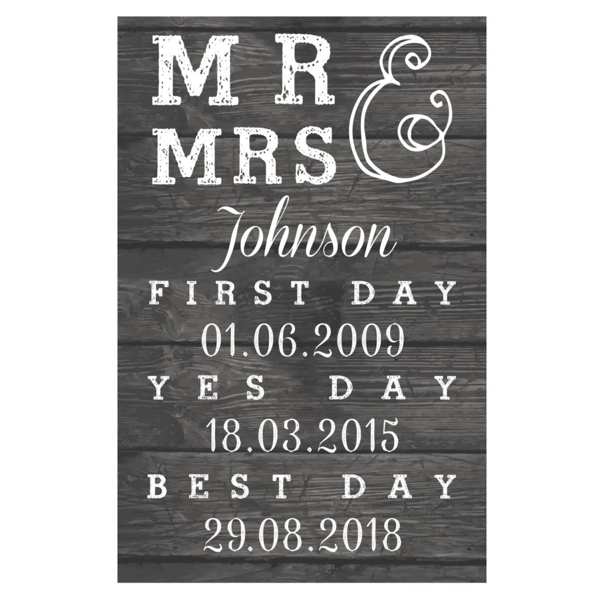 Personalised mr mrs first day yes best metal sign