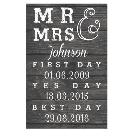Personalised mr mrs first day yes best metal sign