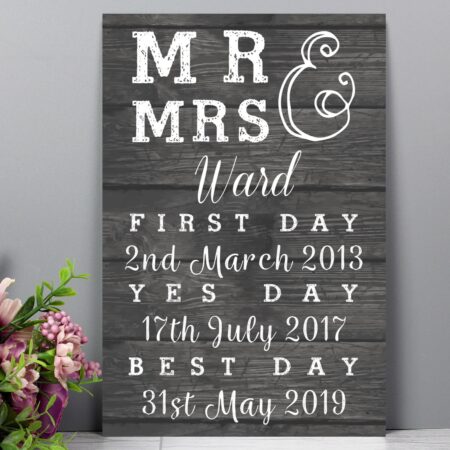 Personalised mr mrs first day yes best metal sign