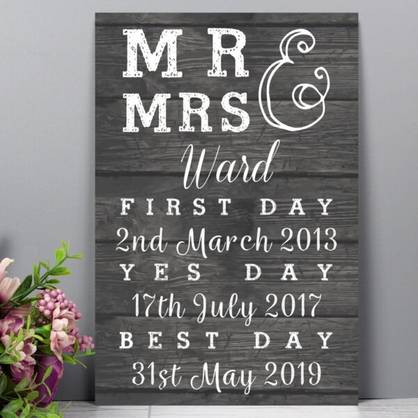 Personalised Mr & Mrs First Day Yes Day & Best Day Metal Sign: 2 - Signs & Plaques By Gift Moments