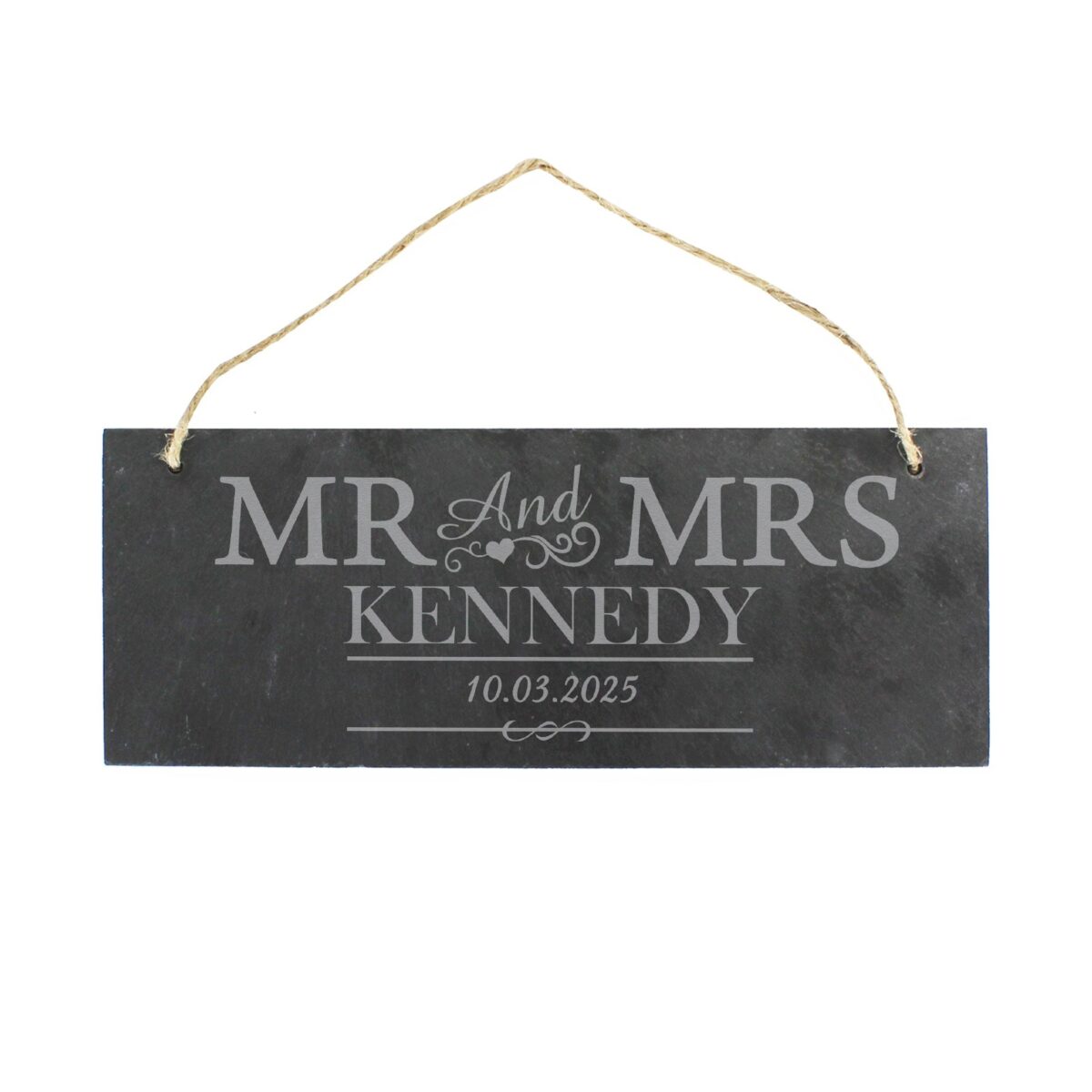 Personalised mr mrs hanging slate plaque
