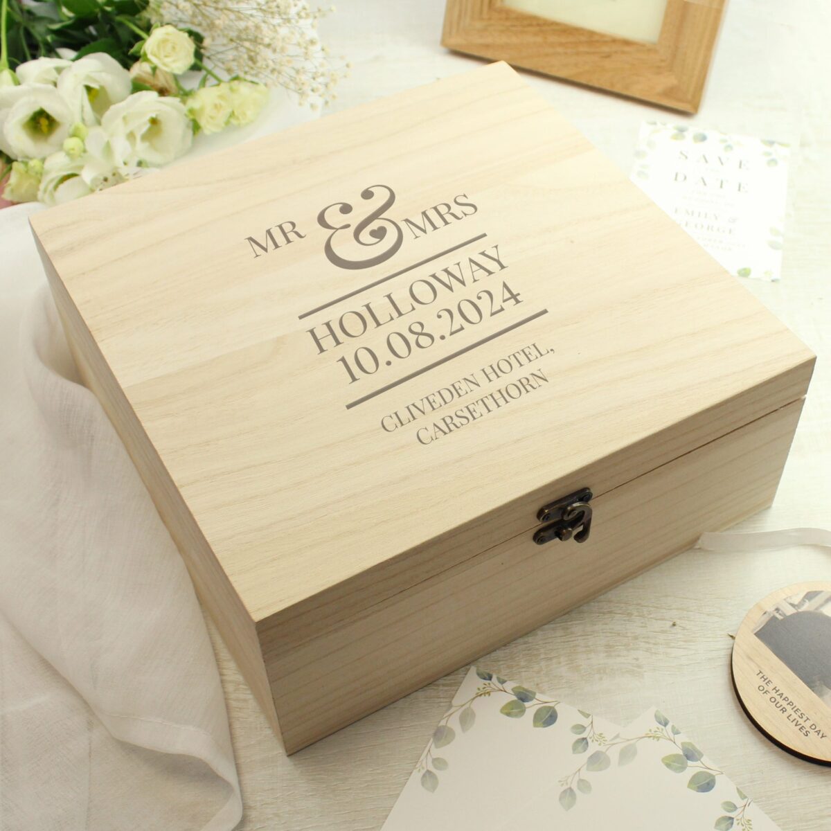 Personalised Mr & Mrs Large Wooden Keepsake Box: 3 - Keepsake Boxes By Gift Moments