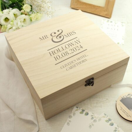Personalised Mr & Mrs Large Wooden Keepsake Box: 3 - Keepsake Boxes By Gift Moments