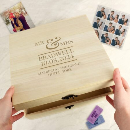 Personalised Mr & Mrs Large Wooden Keepsake Box: 1 - Keepsake Boxes By Gift Moments