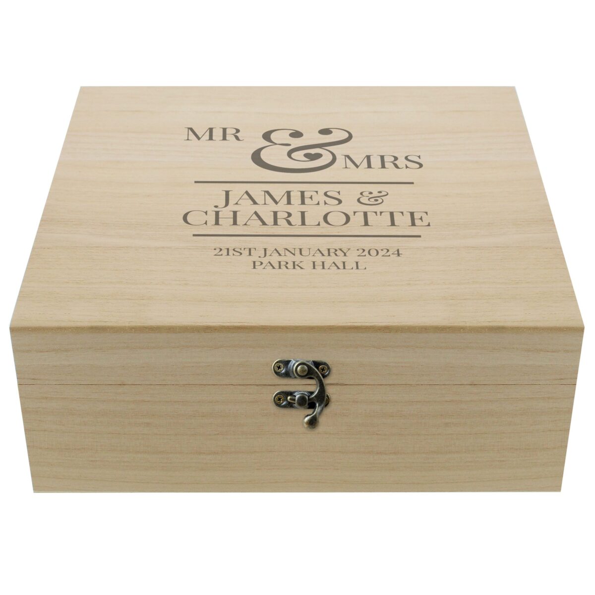 Personalised Mr & Mrs Large Wooden Keepsake Box: 5 - Keepsake Boxes By Gift Moments