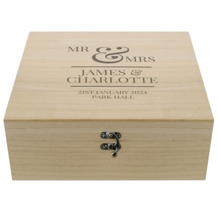 Personalised Mr & Mrs Large Wooden Keepsake Box: 5 - Keepsake Boxes By Gift Moments