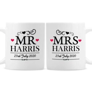 Personalised Mr & Mrs Mug Set: 3 - Mugs By Gift Moments