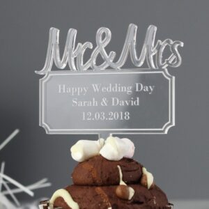 Personalised Mr & Mrs Plaque Acrylic Cake Topper: 1 - Keepsakes By Gift Moments