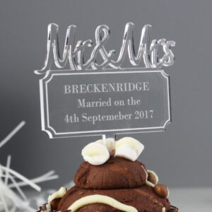 Personalised Mr & Mrs Plaque Acrylic Cake Topper: 5 - Keepsakes By Gift Moments