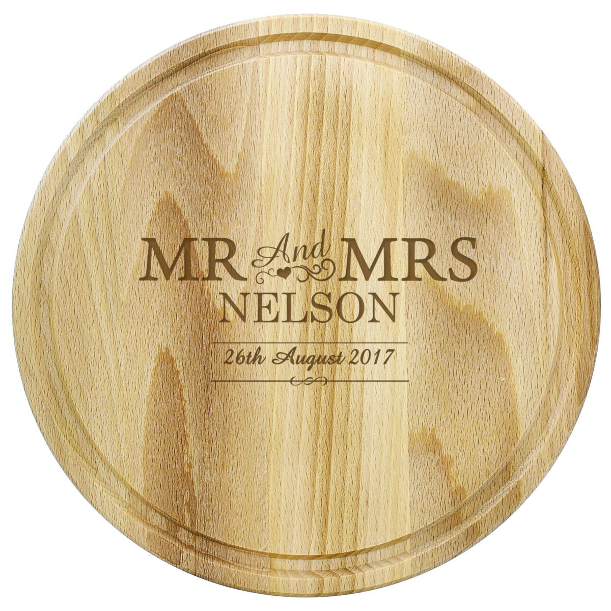 Personalised Mr & Mrs Round Chopping Board: 2 - Chopping Boards By Gift Moments