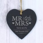 Personalised Mr & Mrs Slate Heart Decoration: 1 - Decorations By Gift Moments