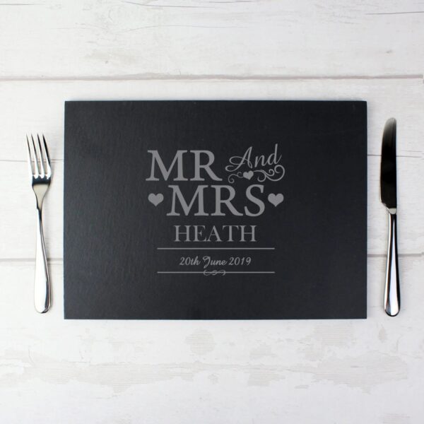 Personalised Mr & Mrs Slate Placemat: 2 - Placemats By Gift Moments