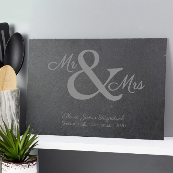 Personalised Mr & Mrs Slate Placemat: 2 - Placemats By Gift Moments
