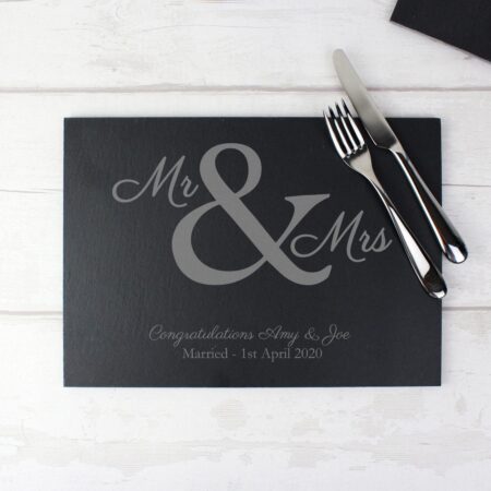Personalised Mr & Mrs Slate Placemat: 1 - Placemats By Gift Moments