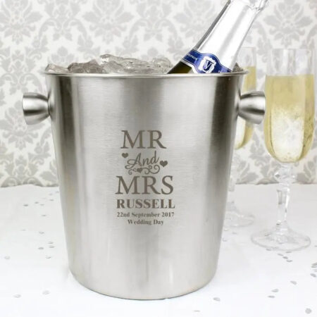 Personalised Mr & Mrs Stainless Steel Ice Bucket: 1 - Barware By Gift Moments