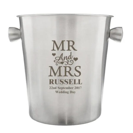 Personalised Mr & Mrs Stainless Steel Ice Bucket: 3 - Barware By Gift Moments