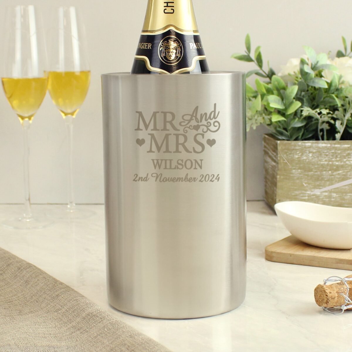 Personalised Mr & Mrs Wine Cooler: 1 - Barware By Gift Moments