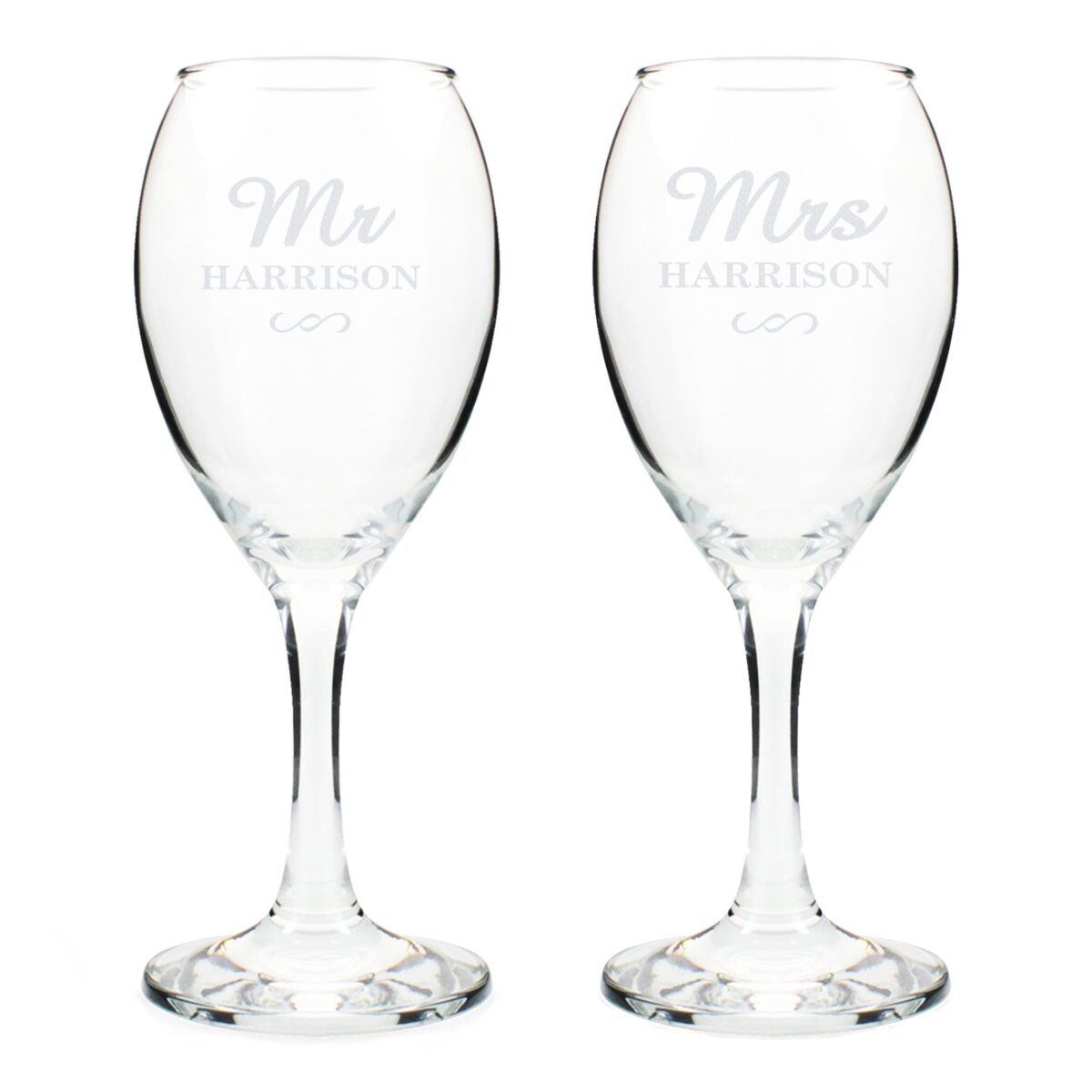 Personalised Mr & Mrs Wine Glass Set: 4 - Wine Glasses By Gift Moments