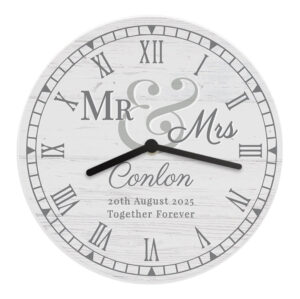 Personalised Mr & Mrs Wooden Wall Clock: 5 - Clocks By Gift Moments